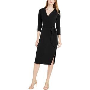 I-N-C Women's Solid Wrap Dress size XL Black NWT